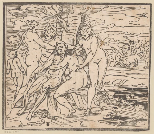 Venus treurt om de dood van Adonis by Unknown, print, 1537-1585