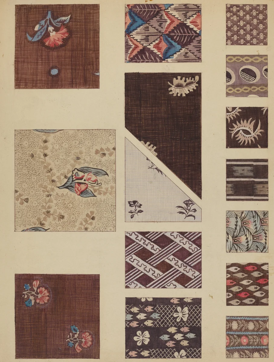 Textile from Quilt by Millia Davenport, index of american design, 1937