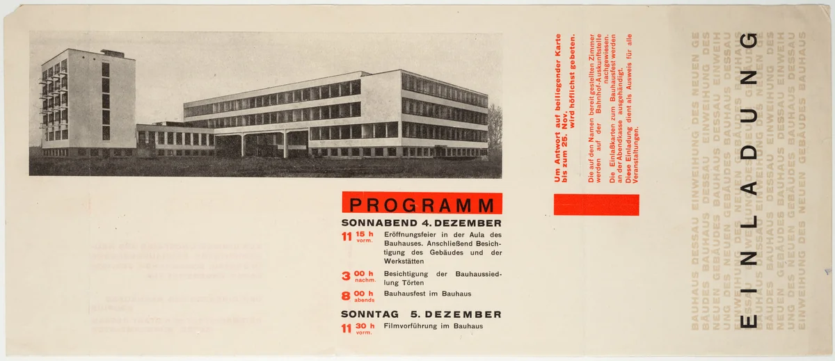 Einladung Bauhaus Dessau by Herbert Bayer, design, 1926