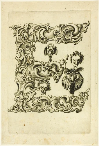 Letter E by Peter Aubry, print, 1630