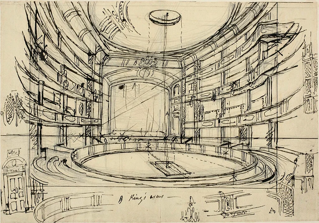 Study for King's Circus by Augustus Charles Pugin, drawing, 1807-1809