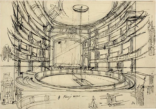 Study for King's Circus by Augustus Charles Pugin, drawing, 1807-1809