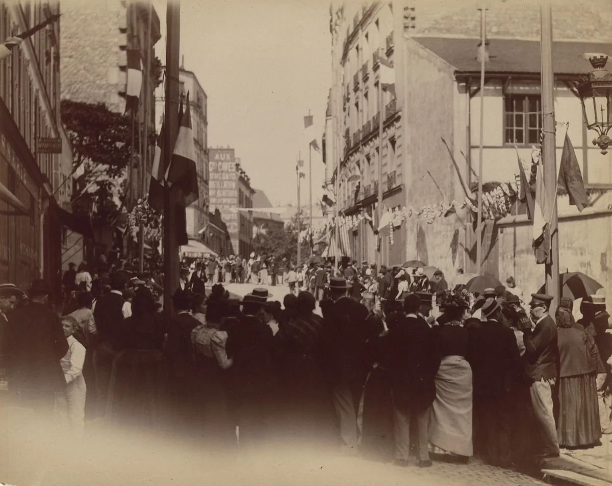 Fête du 14 juillet, rue Broca by Eugène Atget, photograph, 1899