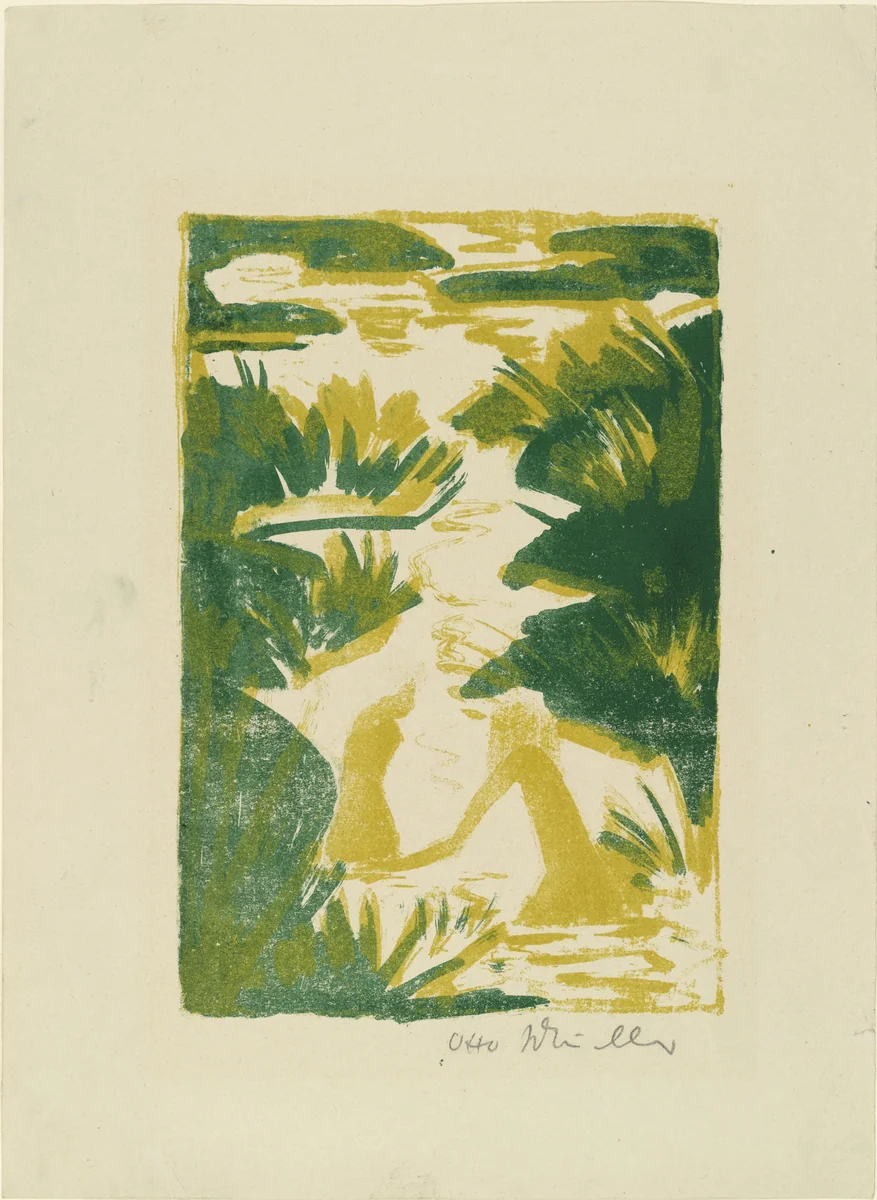 Two Bathers in a Brook (Zwei Badende im Bach) by Otto Mueller, print, 1922