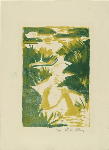 Two Bathers in a Brook (Zwei Badende im Bach) by Otto Mueller, print, 1922
