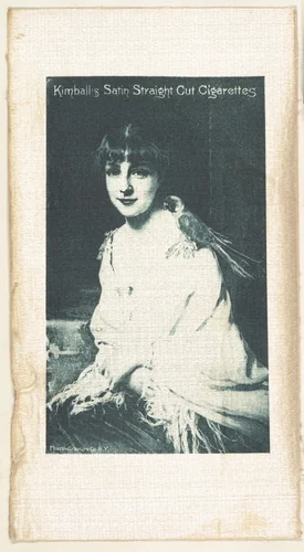 Seated woman with bird on shoulder (on white silk), from the Girl Art Subjects series (N193) issued by Wm. S. Kimball & Co. by William S. Kimball & Company, print, 1887-1894