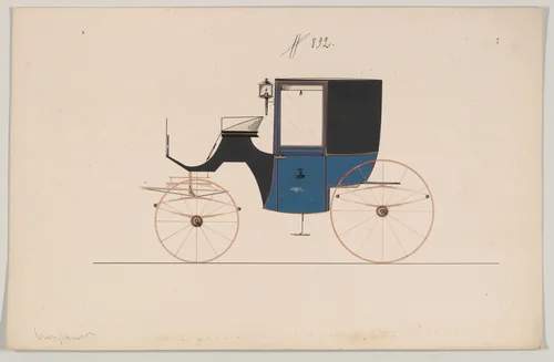 Brougham #892 by Brewster & Co., drawing, 1850-1870