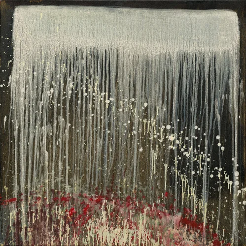 Waterfall with Rose Petals by Pat Steir, painting, 1996