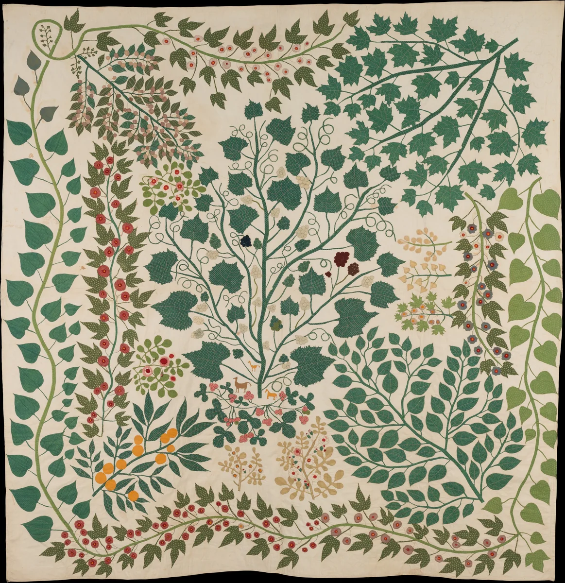 Branches and Vines Quilt by Ernestine Eberhardt Zaumseil, artwork, 1870-1880