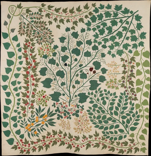Branches and Vines Quilt by Ernestine Eberhardt Zaumseil, artwork, 1870-1880