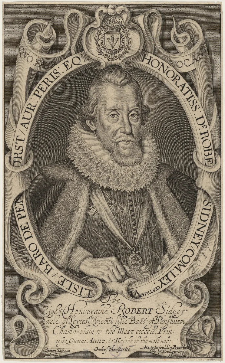 Robert Sidney, First Earl of Leicester by Simon van de Passe, print, 1595-1647