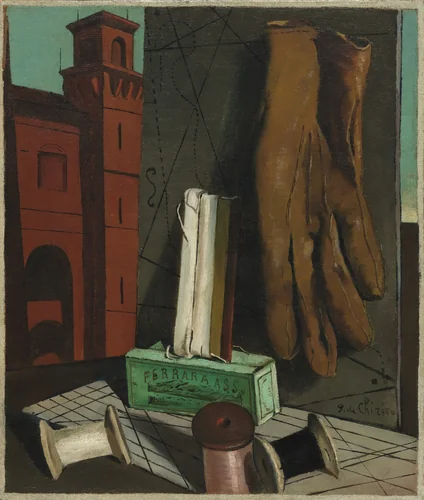 The Amusements of a Young Girl by Giorgio de Chirico, painting, 1915