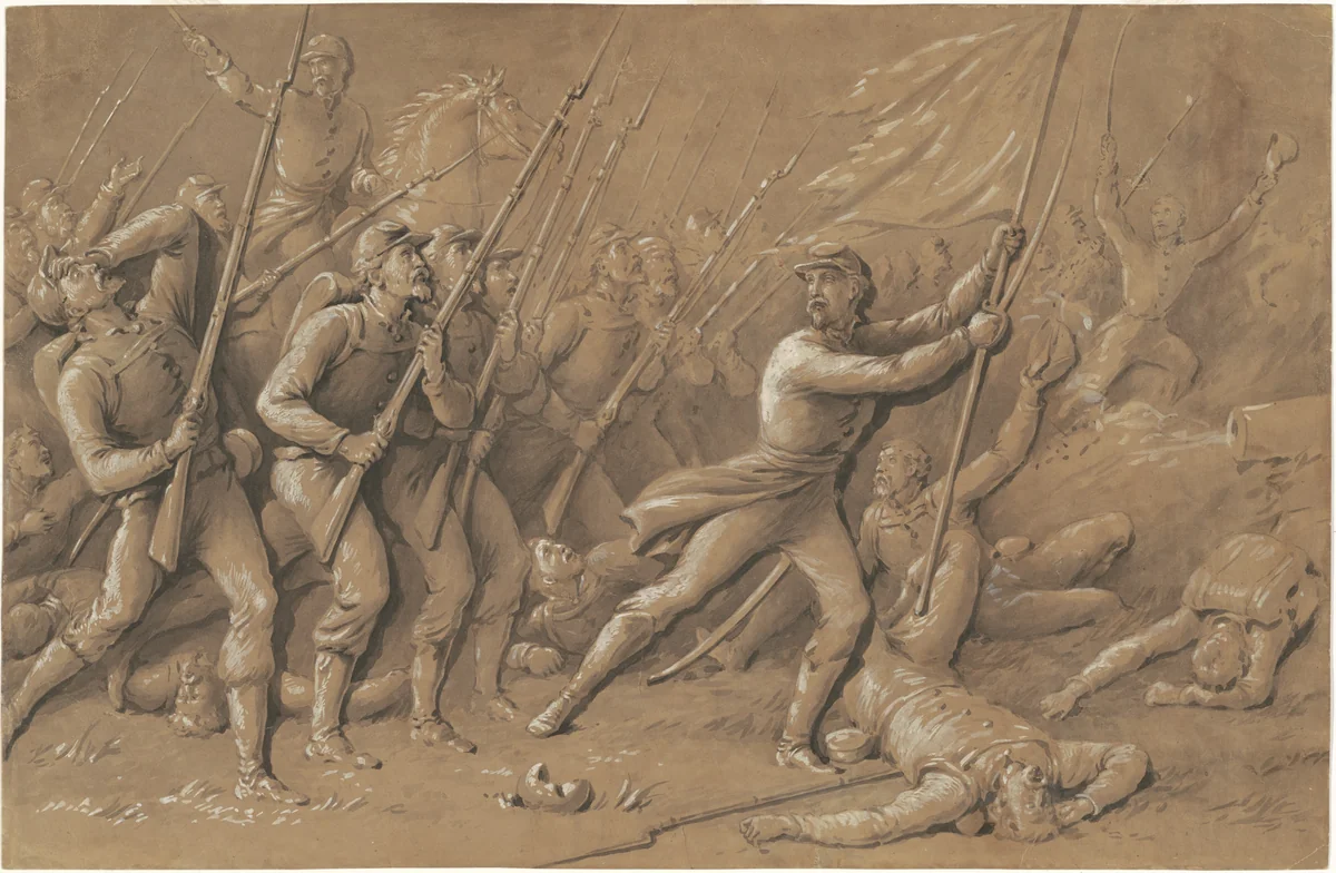 Battle Charge by Hammat Billings, drawing, 1865-1874