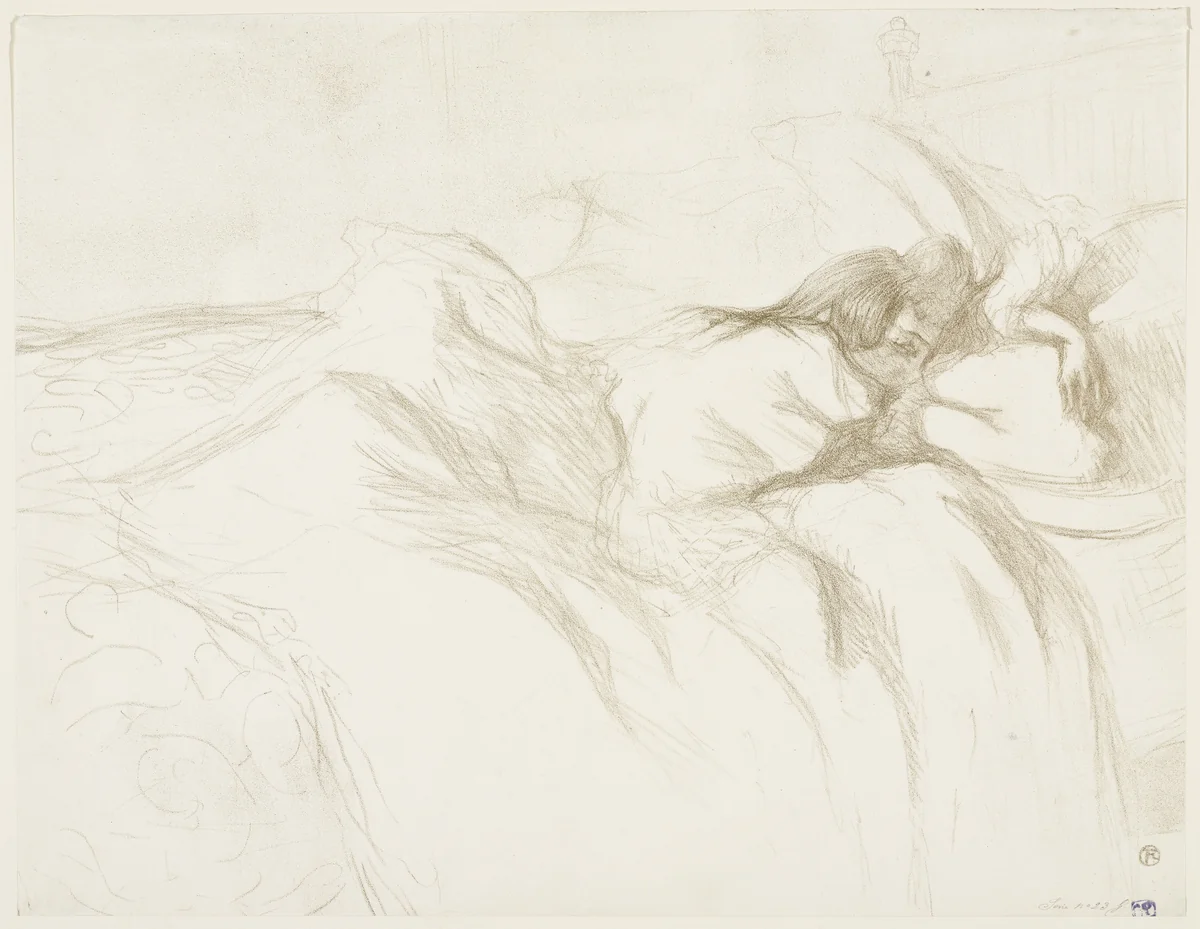 Woman Waking Up in Bed (Femme Couchée, Réveil) from Elles by Henri de Toulouse-Lautrec, print, 1896