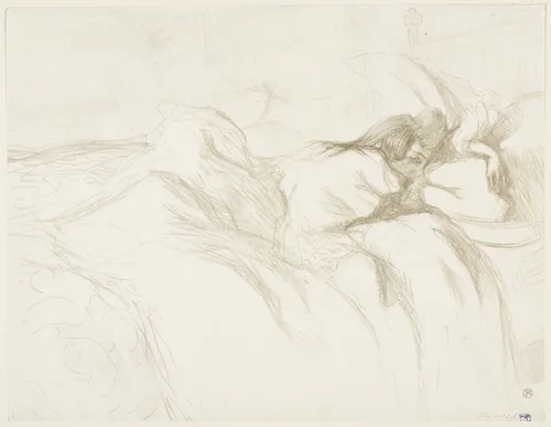 Woman Waking Up in Bed (Femme Couchée, Réveil) from Elles by Henri de Toulouse-Lautrec, print, 1896