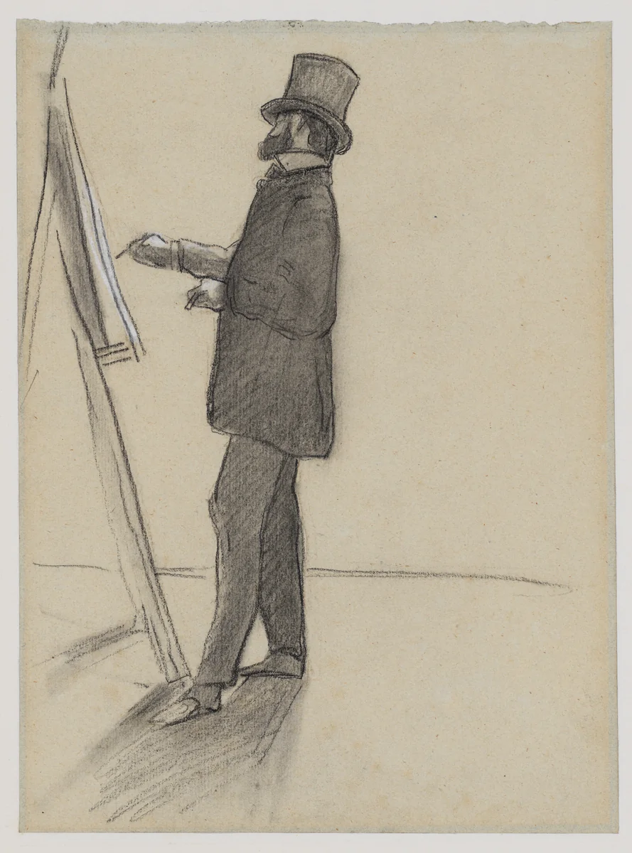 Manet and his Easel by Jean-Frédéric Bazille, drawing, 1868-1870