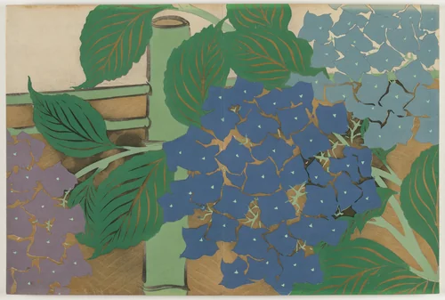 Flowers of a Hundred Worlds (Momoyogusa): Hydrangea (Ajisai) by Kamisaka Sekka, book, 1909-1910