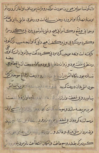 Page from Tales of a Parrot (Tuti-nama): text page by Unknown, painting, 1555-1565