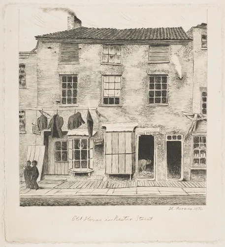 Old House in Rector Street, from "Scenes of Old New York" by Henry Farrer, print, 1870
