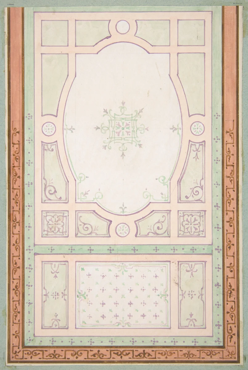 Design for a ceiling by Jules-Edmond-Charles Lachaise, drawing, 1850-1900