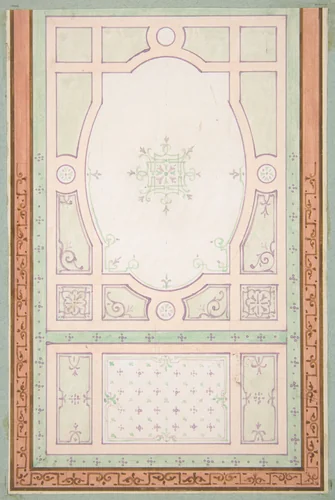 Design for a ceiling by Jules-Edmond-Charles Lachaise, drawing, 1850-1900