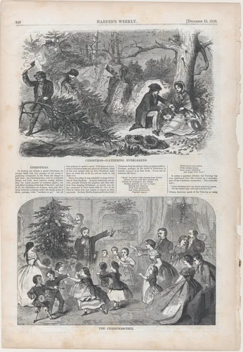 Christmas – Gathering Evergreens (from "Harper's Weekly," Vol. II) by Winslow Homer, print, 1858