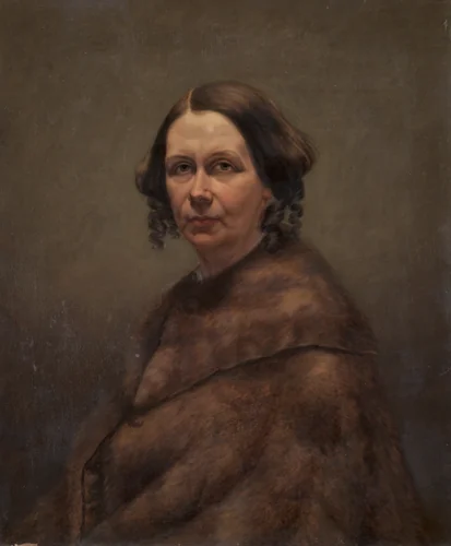Mrs. Goss (The Woman in Fur) by Caroline L. Ransom, painting, 1849-1859
