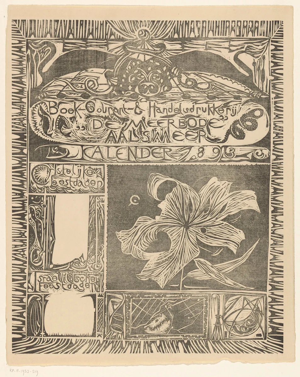 Kalenderblad 1893 by Carel Adolph Lion Cachet, print, 1893