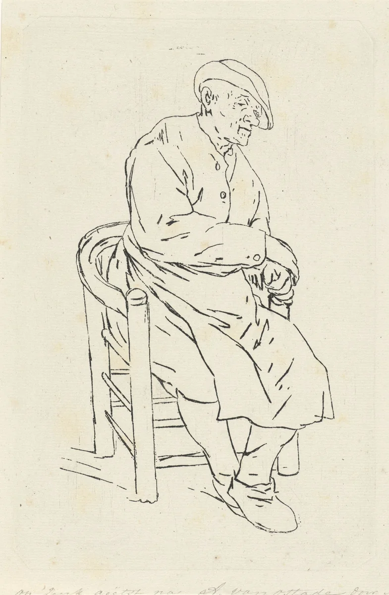 Zittende man in een armstoel by Anthonie Willem Hendrik Nolthenius de Man, print, 1803-1842