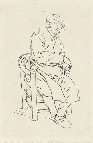 Zittende man in een armstoel by Anthonie Willem Hendrik Nolthenius de Man, print, 1803-1842