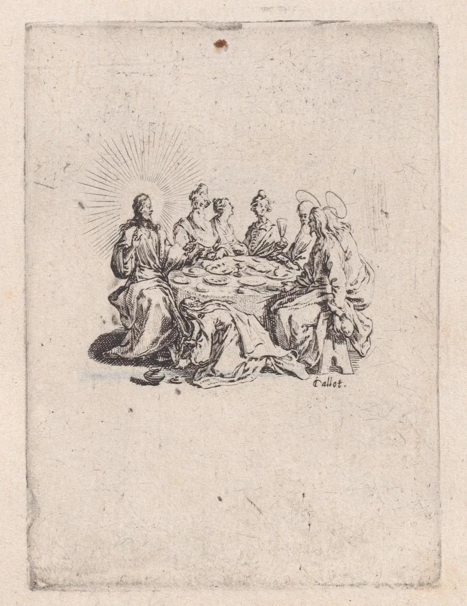 Le Repas Chez le Pharisien (The Meal at the Home of the Pharisee), from "Les Quatre Banquets" (The Four Feasts) by Jacques Callot, print, 1620-1630