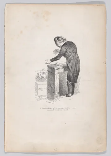 The Chameleon declares that he is happy and proud to be, as always, of the same opinion as everyone, from "Scenes from the Private and Public Life of Animals" by J. J. Grandville, print, 1832-1852
