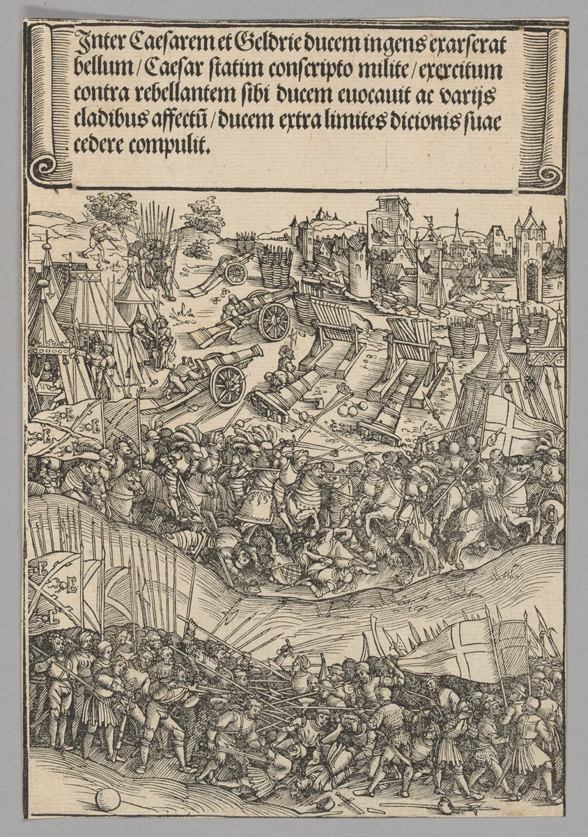 War with Guelders, plate 5 from Historical Scenes from the Life of Emperor Maximilian I from the Triumphal Arch by Wolf Traut, print, 1515-1517
