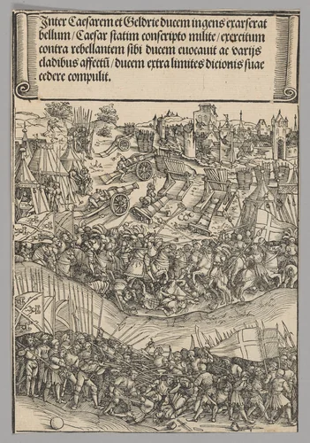 War with Guelders, plate 5 from Historical Scenes from the Life of Emperor Maximilian I from the Triumphal Arch by Wolf Traut, print, 1515-1517