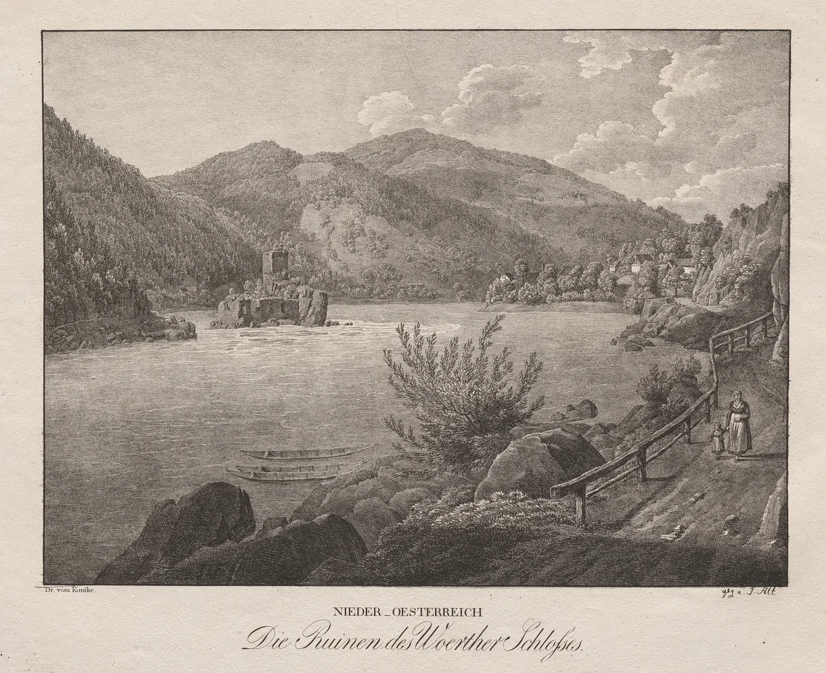 Nieder-oesterreich, Die Ruinen des Woerther Schlosses by Jakob Alt, print