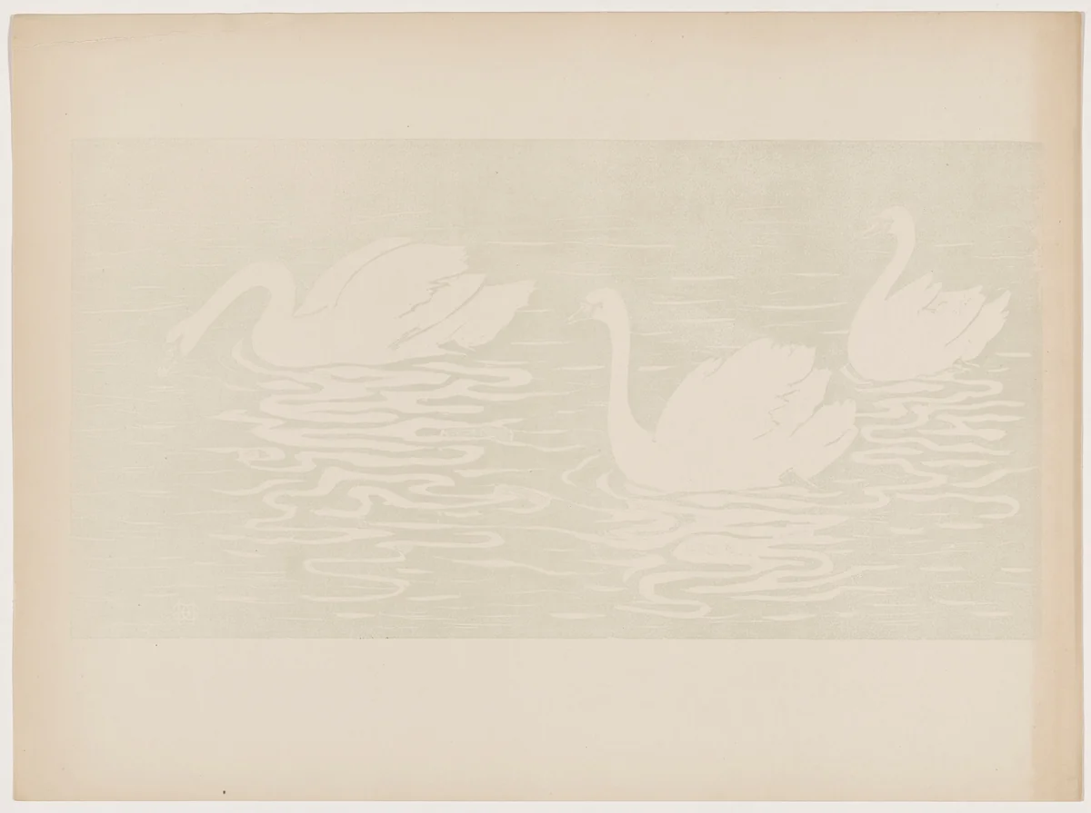 Les cygnes by Henri-Charles Guérard, print, 1895