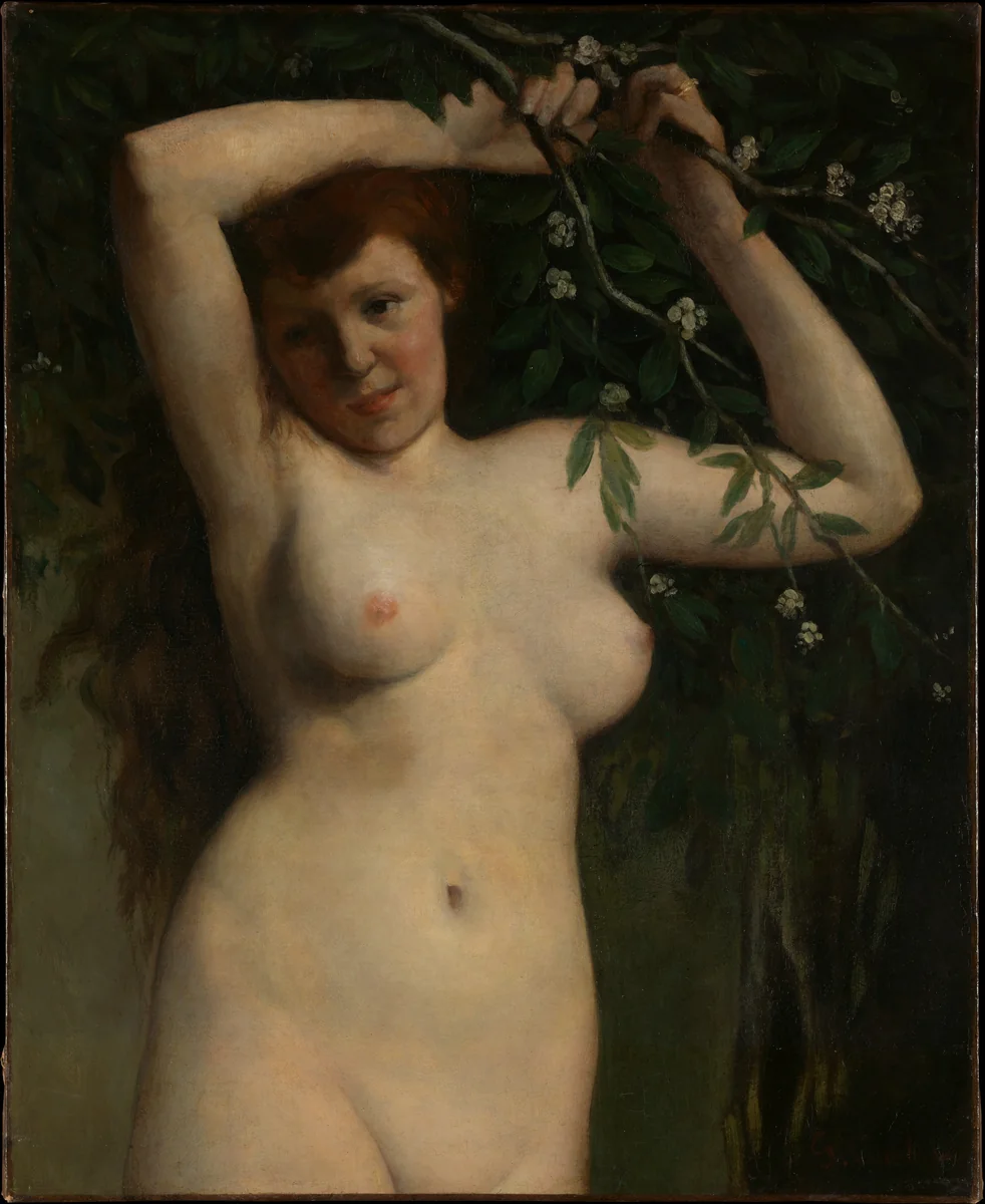 Nude with Flowering Branch by Gustave Courbet, painting, 1863