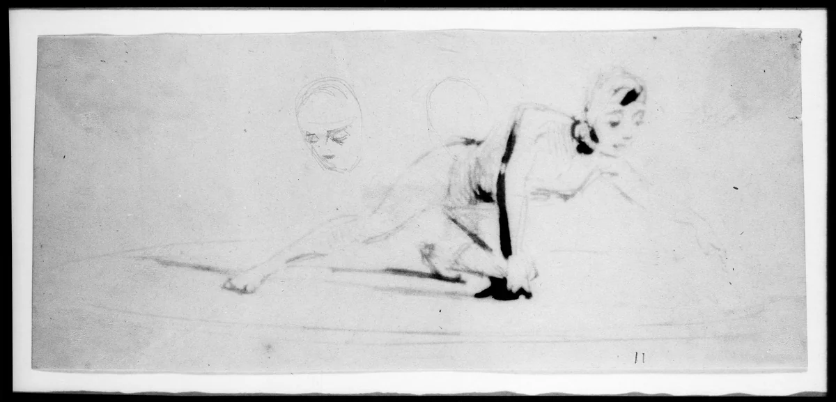 Sketch of Gladiator's Head (from Sketchbook) by James McNeill Whistler, artwork, 1854-1855