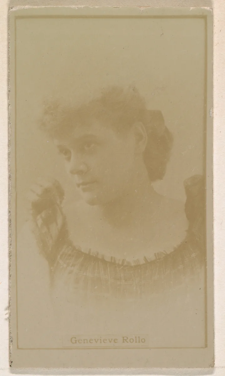 Genevieve Rollo, from the Actresses series (N245) issued by Kinney Brothers to promote Sweet Caporal Cigarettes by Kinney Brothers Tobacco Company, photograph, 1890