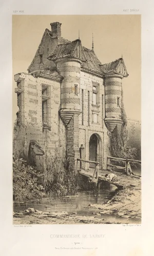 Architecture Pittoresque ou Monuments des xveme. Et xvieme. Siecles: Chateaux De France des XV et XVI Siecles:Pl. 23, Commanderie De Launay (Yonne) by Victor Petit, print, 1860