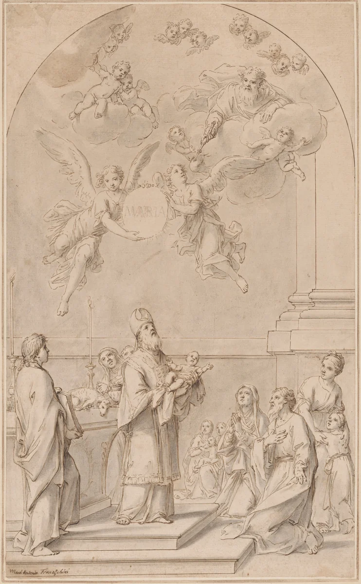 The Naming of the Virgin Mary by Marcantonio Franceschini, drawing, 1685-1695