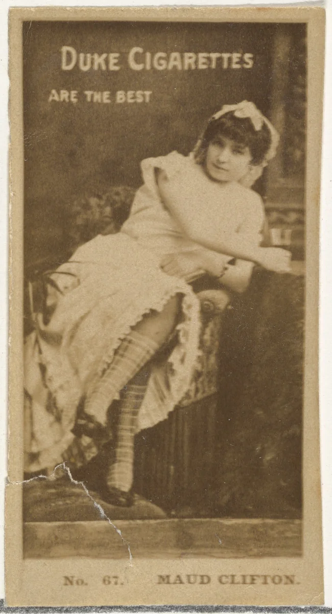 Card Number 67, Maud Clifton, from the Actors and Actresses series (N145-6) issued by Duke Sons & Co. to promote Duke Cigarettes by W. Duke, Sons & Co., photograph, 1880-1889