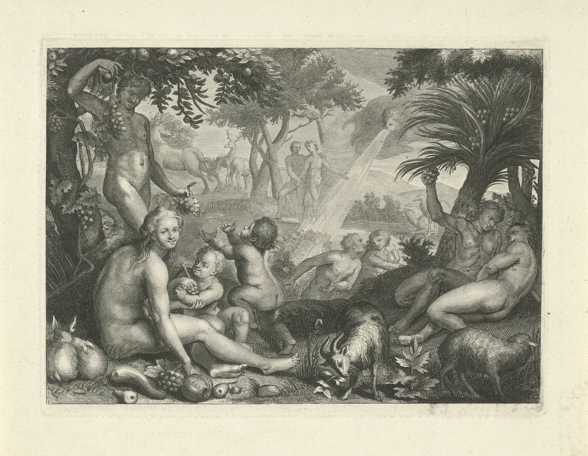 Gouden eeuw van Saturnus by Philip van Gunst, print, 1685-1732