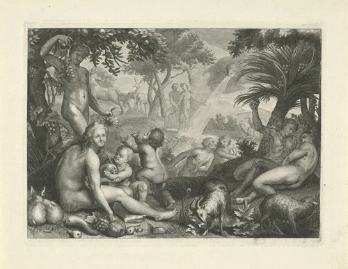 Gouden eeuw van Saturnus by Philip van Gunst, print, 1685-1732