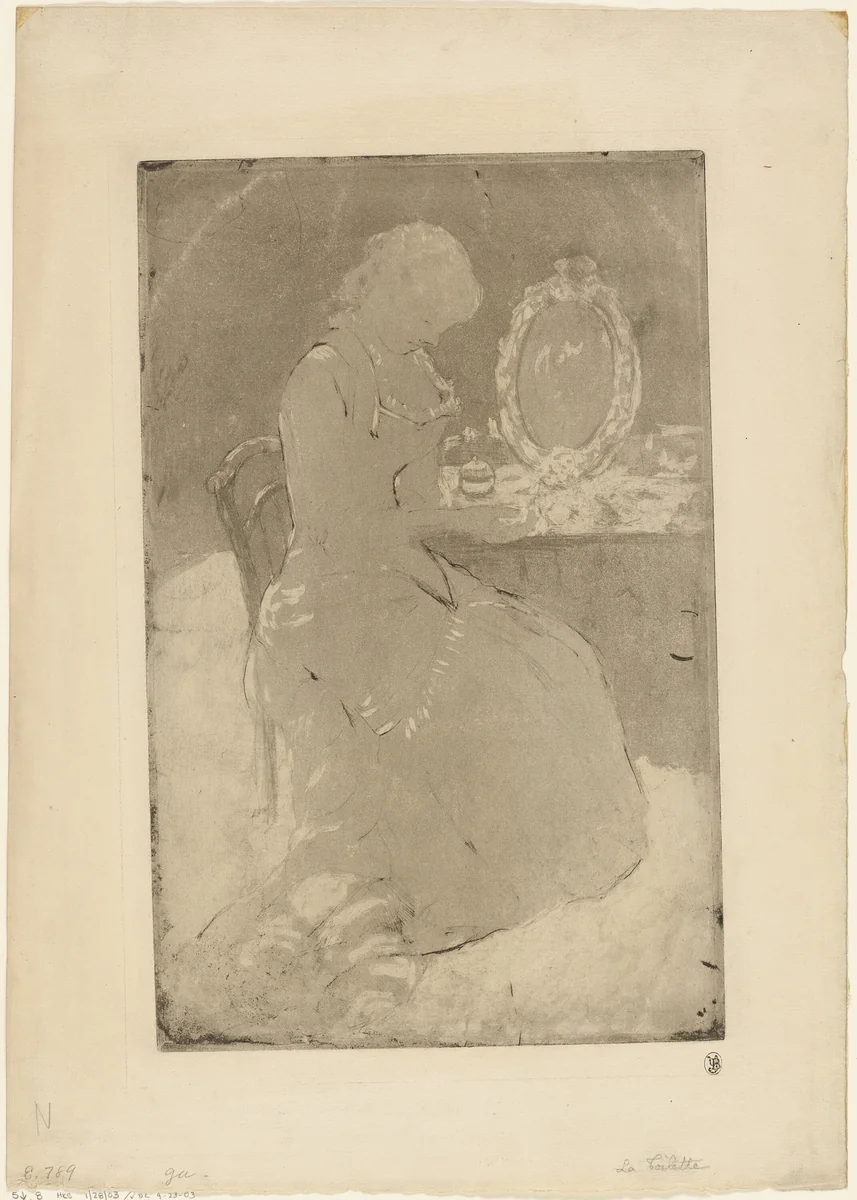 At the Dressing Table by Mary Cassatt, print, 1880