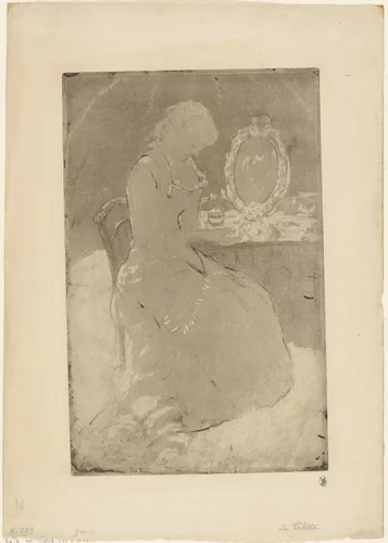 At the Dressing Table by Mary Cassatt, print, 1880