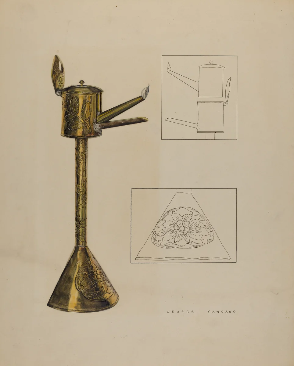 Whale Oil Lamp by George Yanosko, index of american design, 1940