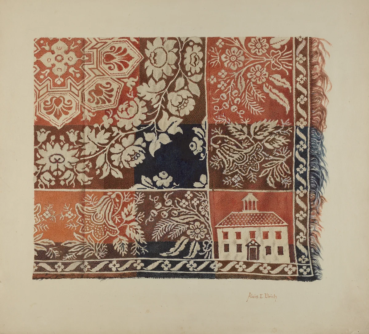 Woven Coverlet by Alois E. Ulrich, index of american design, 1935-1942
