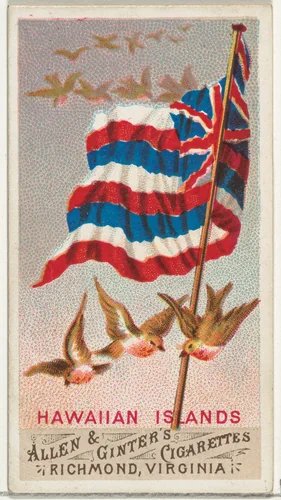 Hawaiian Islands, from Flags of All Nations, Series 1 (N9) for Allen & Ginter Cigarettes Brands by Allen & Ginter, print, 1887