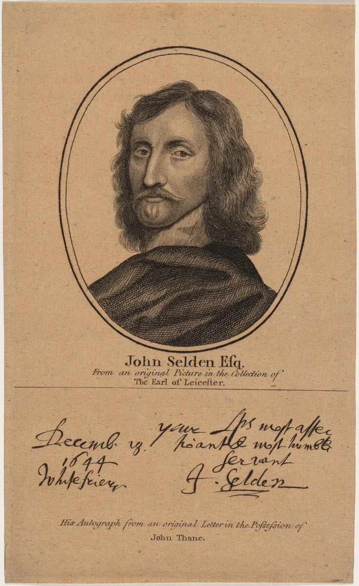 John Selden, Esq., Jurist and Antiquary by Unknown 19th Century, print, 1644